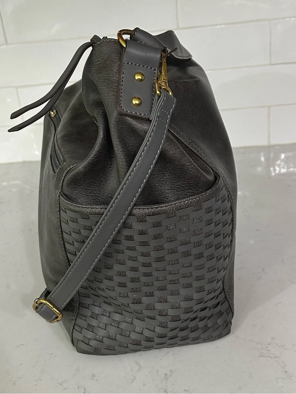 Wrangler Gray Faux Leather Shoulder Bag